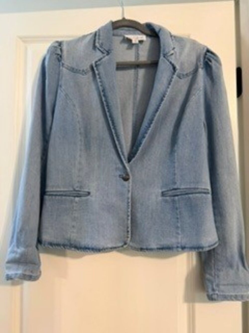 The Republic Light Blue Denim Blazer with Single Button